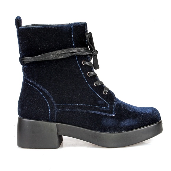 Tira-01 Velvet Combat Boot - Picture 2 of 3